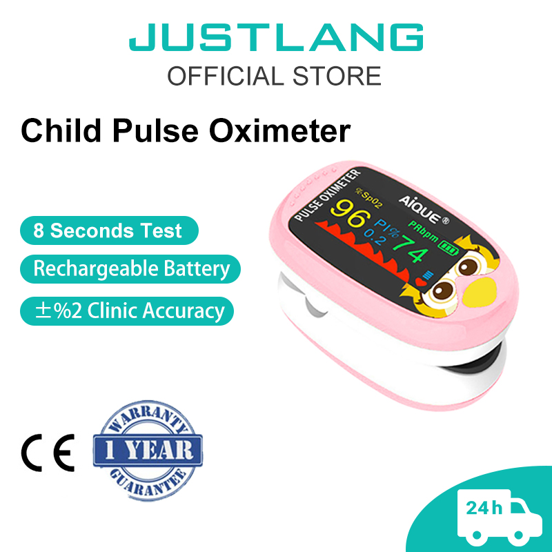Pulse Oximeter Fingertip Rechargeable - JUSTLANG Oksimeter Kartun Digital, Monitor Saturasi