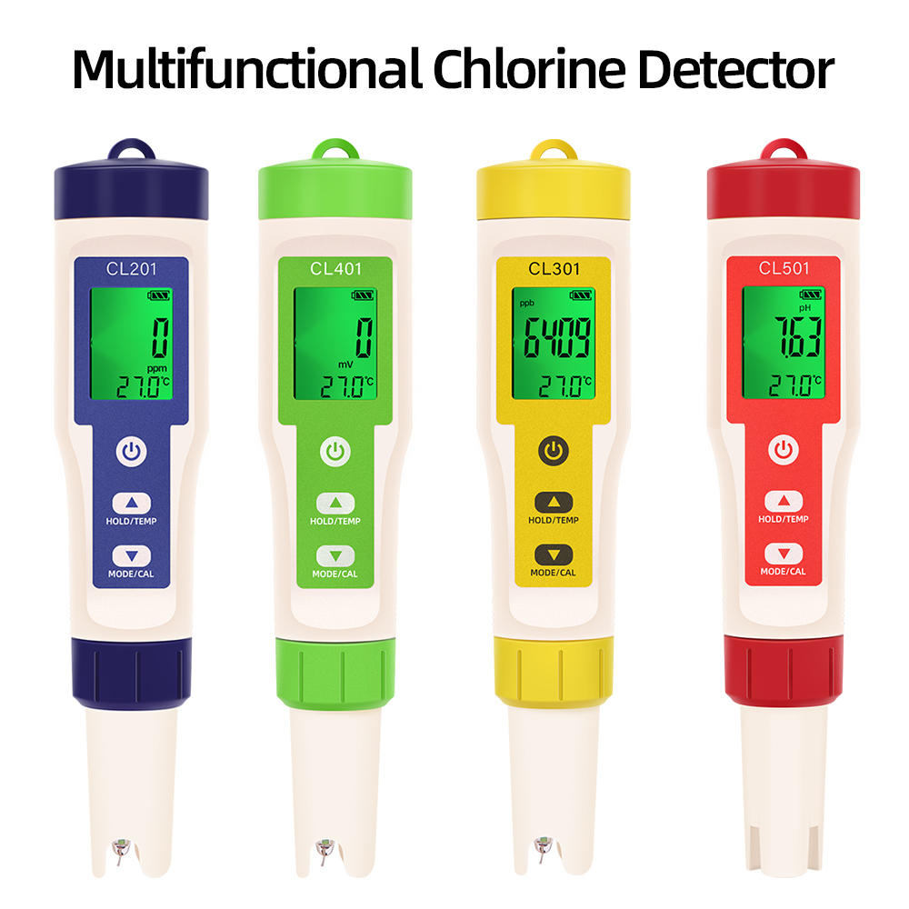 Ph Meter Digital Water Tester - Pendeteksi suhu air Digital, PH/CL2/H2/ORP/pengukur suhu