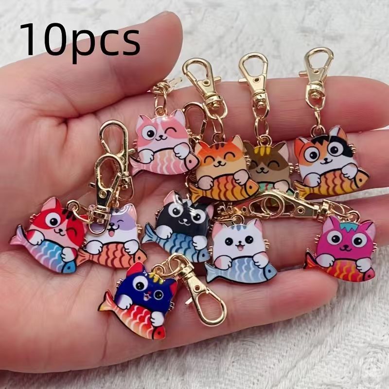 Packaging - 10 buah gantungan kunci kucing berbahan