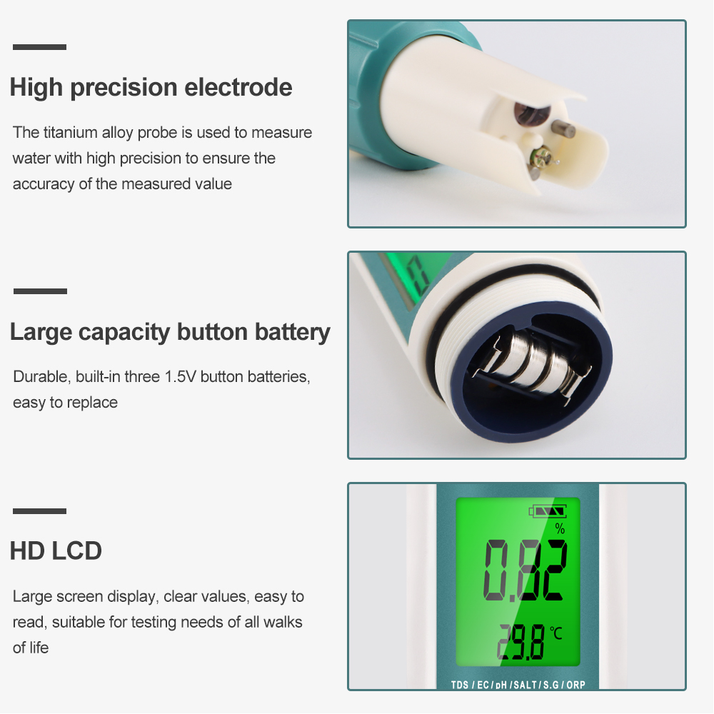 7 In 1 PH TDS EC ORP Salinitas - Ph Meter Digital Water Tester ulasan dan harga