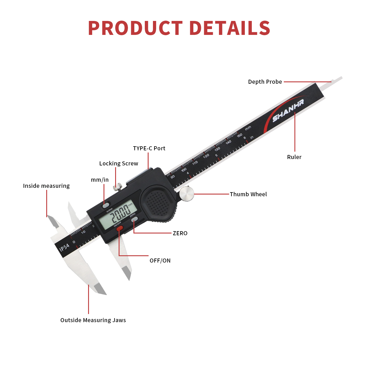 SHANHR IP54 Kaliper Digital Ta - Digital Caliper 150Mm Stainless Steel ulasan dan harga