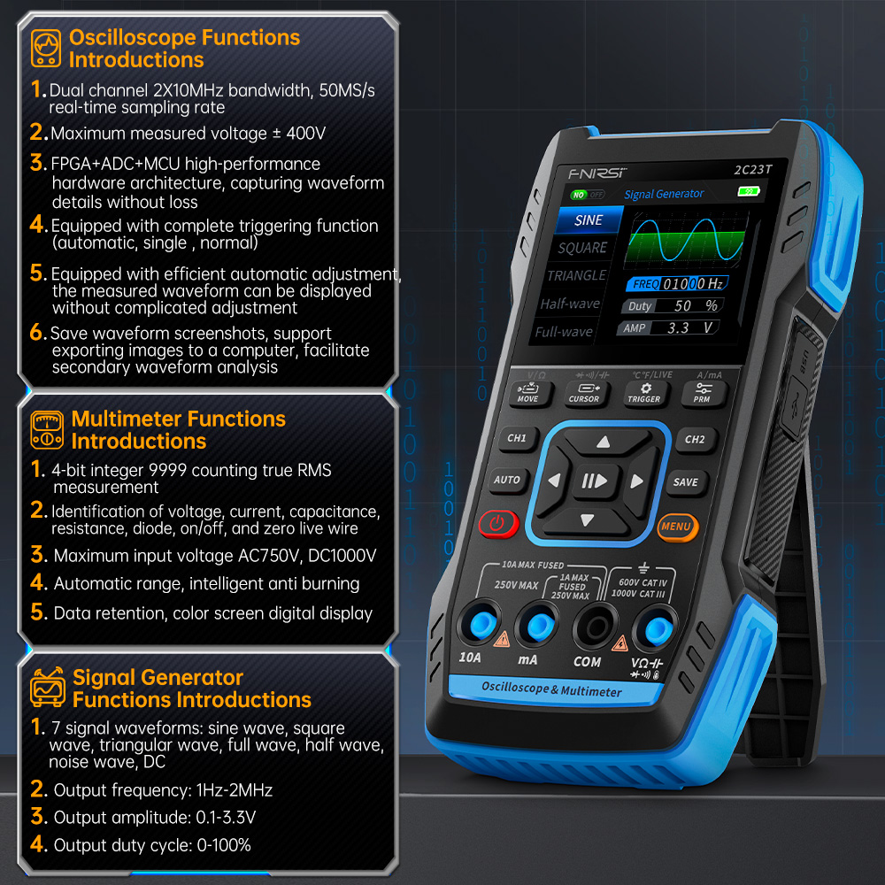 FNIRSI 2C23T Multimeter Osilos - Fnirsi Digital Oscilloscope Handheld ulasan dan harga